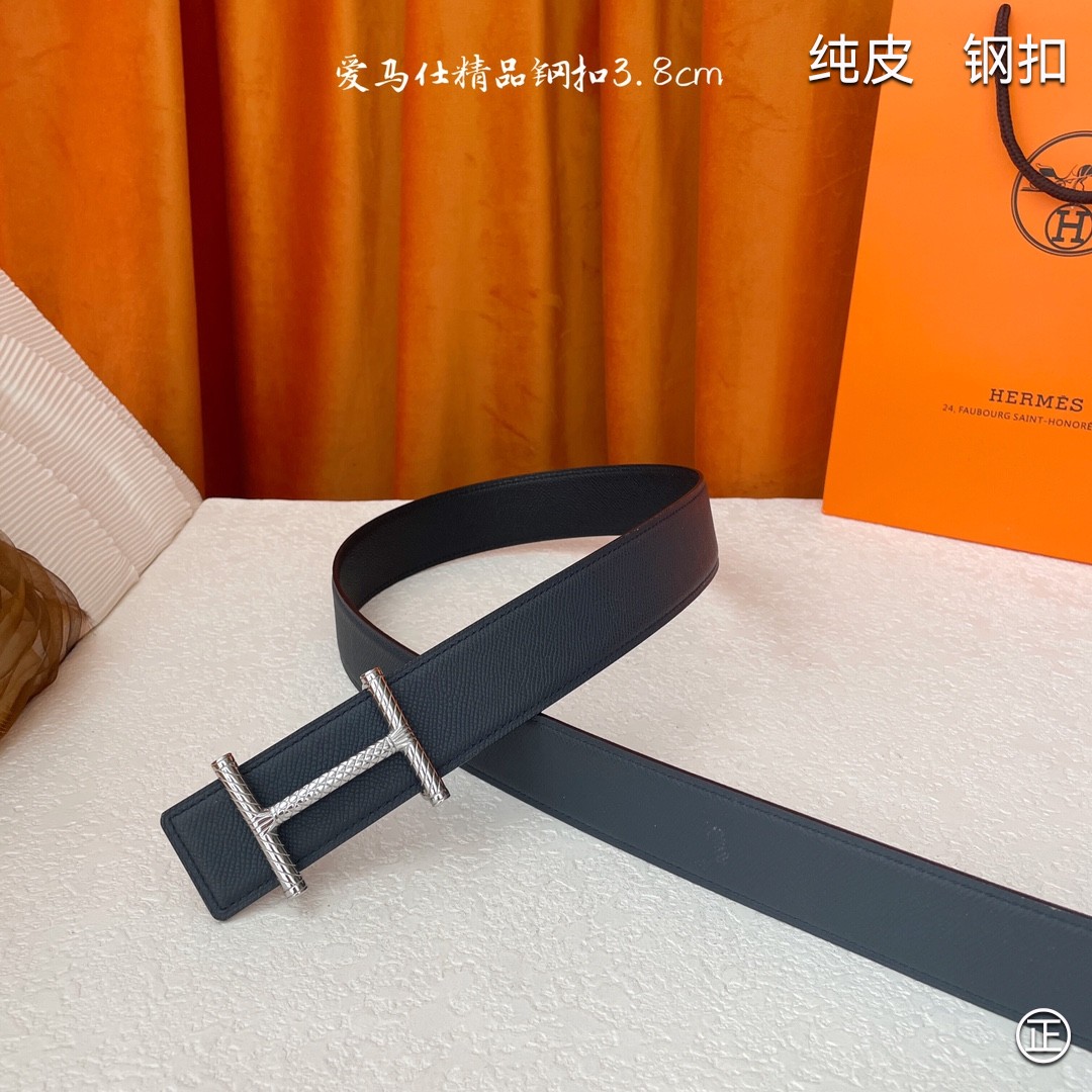  🆕HERMES㊣品质之选 3.8cm原版头层皮，双面可用，纯钢五金，纯原！渠道货！