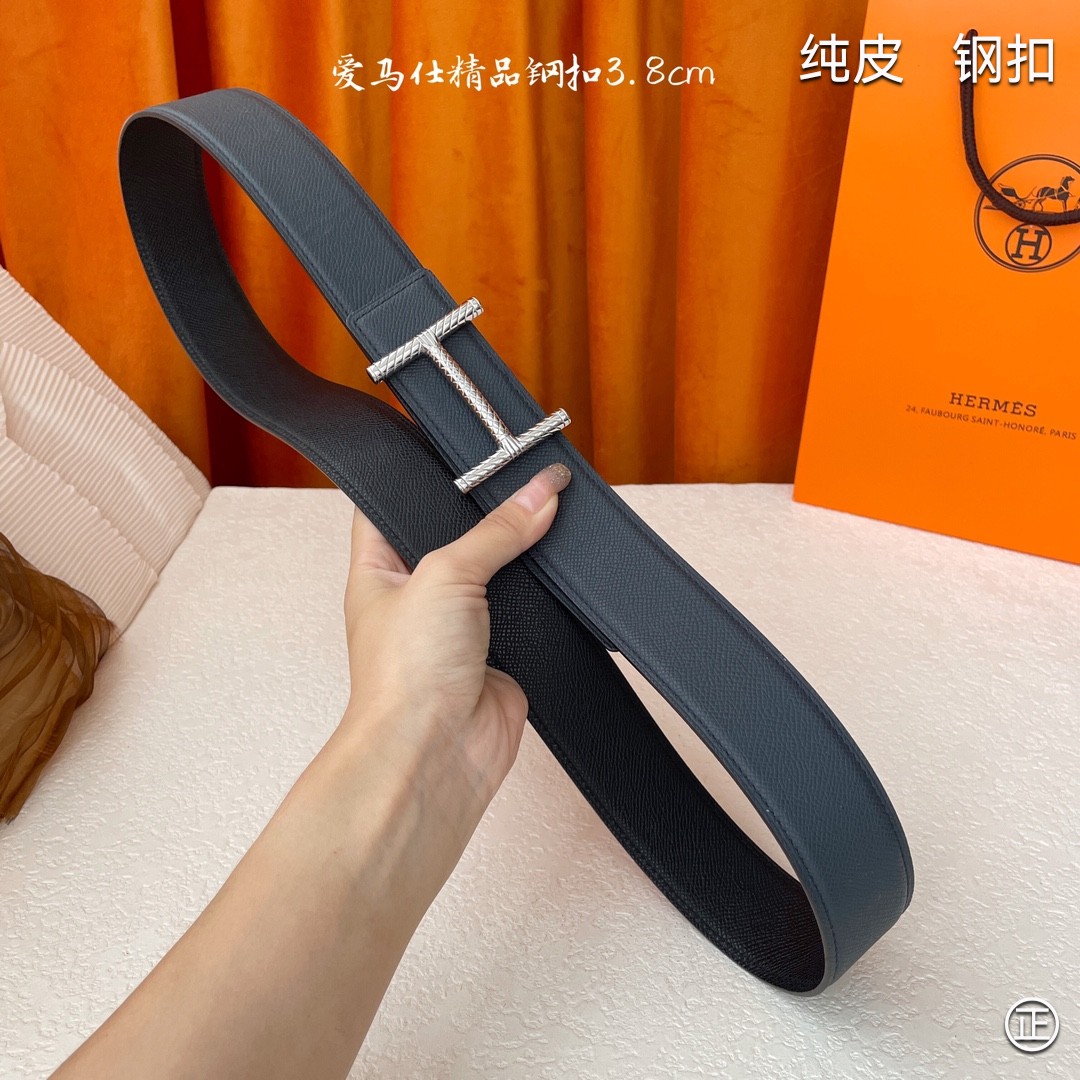  🆕HERMES㊣品质之选 3.8cm原版头层皮，双面可用，纯钢五金，纯原！渠道货！