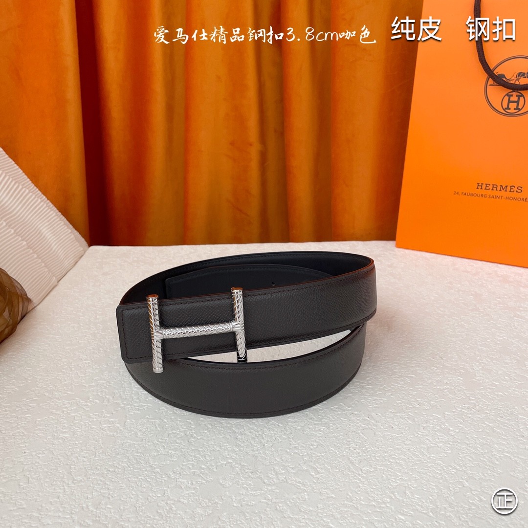 🆕HERMES㊣品质之选 3.8cm原版头层皮，双面可用，纯钢五金，纯原！渠道货！