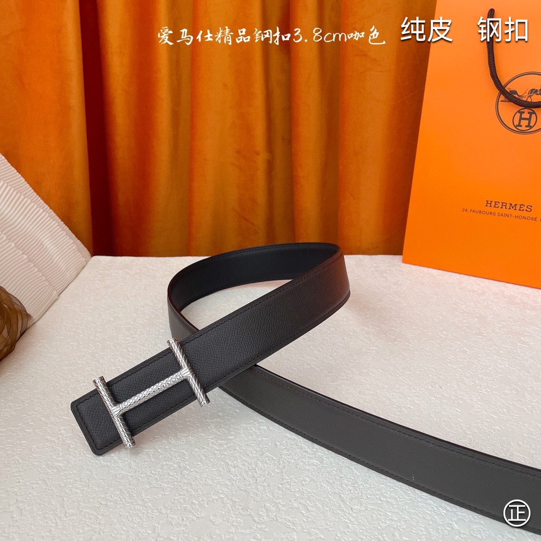 🆕HERMES㊣品质之选 3.8cm原版头层皮，双面可用，纯钢五金，纯原！渠道货！