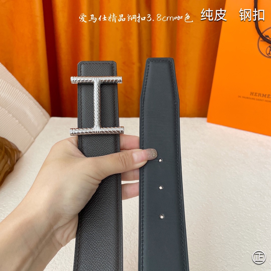 🆕HERMES㊣品质之选 3.8cm原版头层皮，双面可用，纯钢五金，纯原！渠道货！