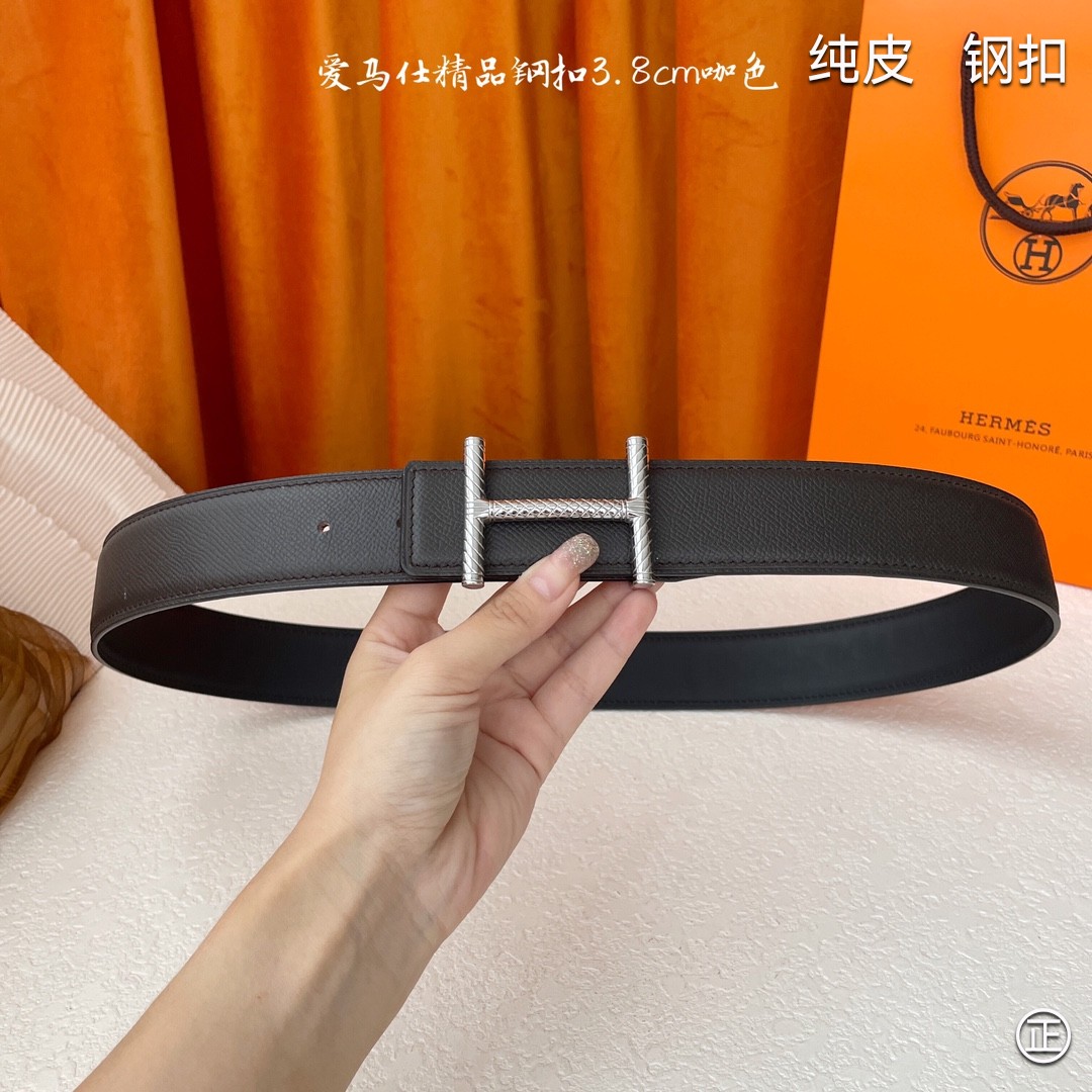 🆕HERMES㊣品质之选 3.8cm原版头层皮，双面可用，纯钢五金，纯原！渠道货！