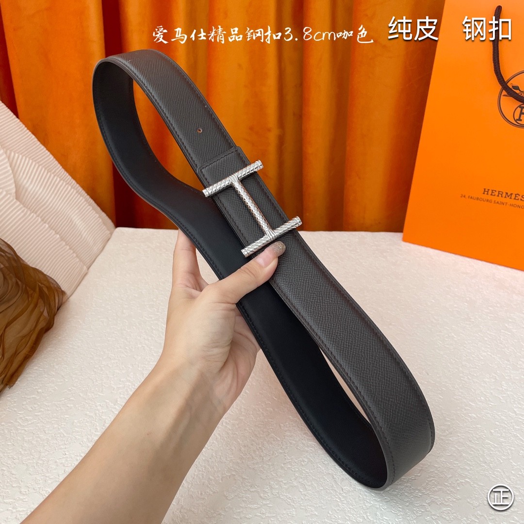 🆕HERMES㊣品质之选 3.8cm原版头层皮，双面可用，纯钢五金，纯原！渠道货！