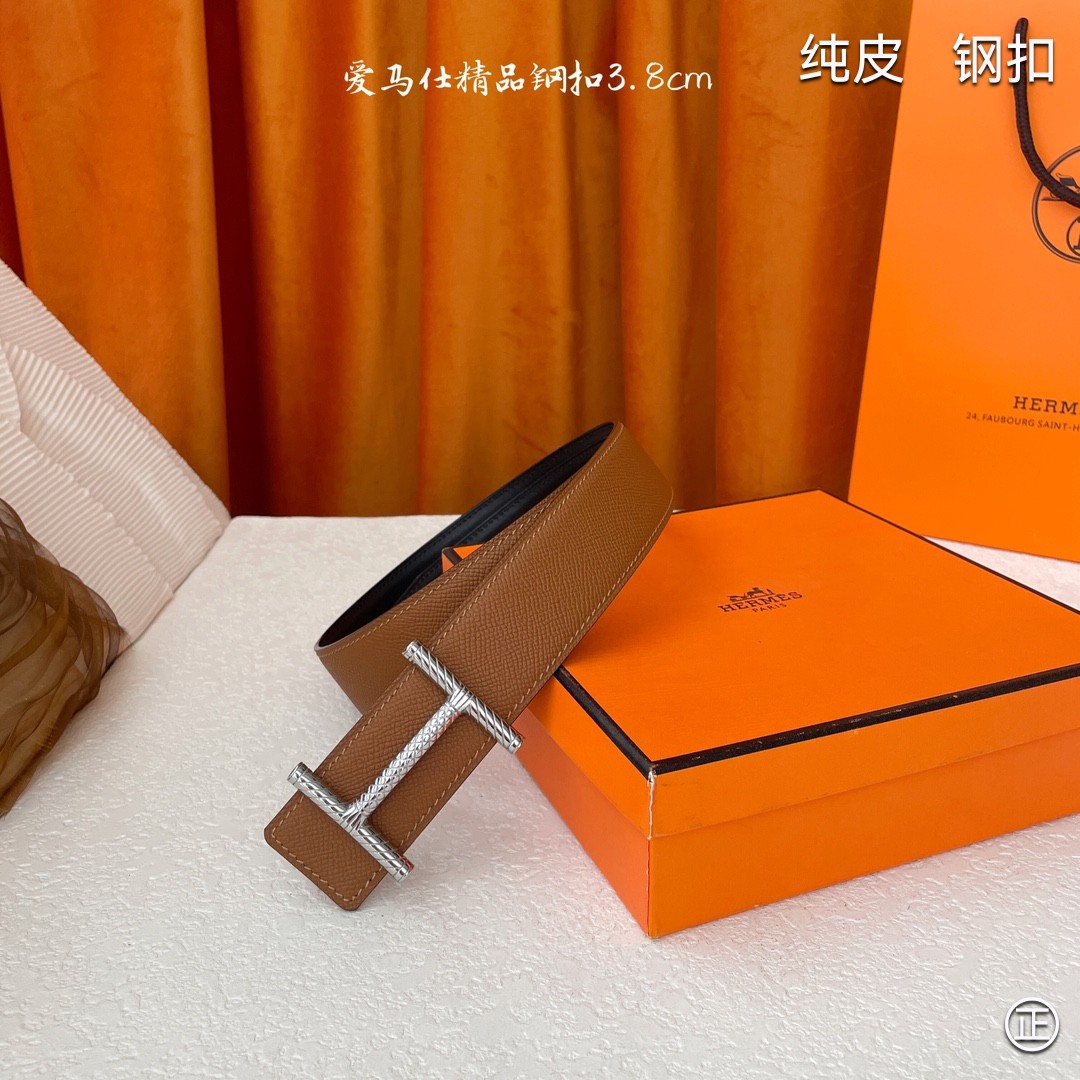🆕HERMES㊣品质之选 3.8cm原版头层皮，双面可用，纯钢五金，纯原！渠道货！