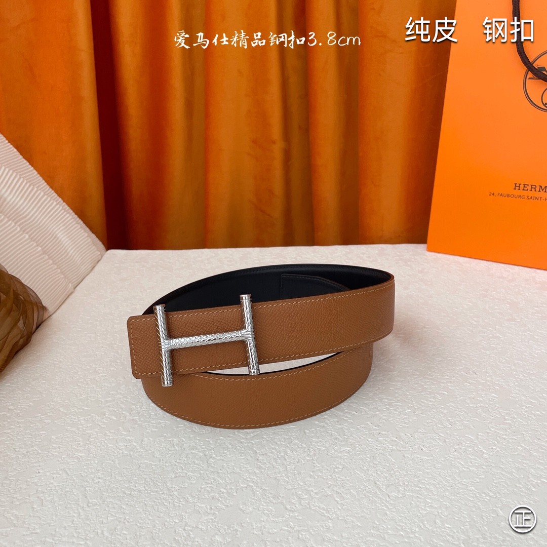 🆕HERMES㊣品质之选 3.8cm原版头层皮，双面可用，纯钢五金，纯原！渠道货！