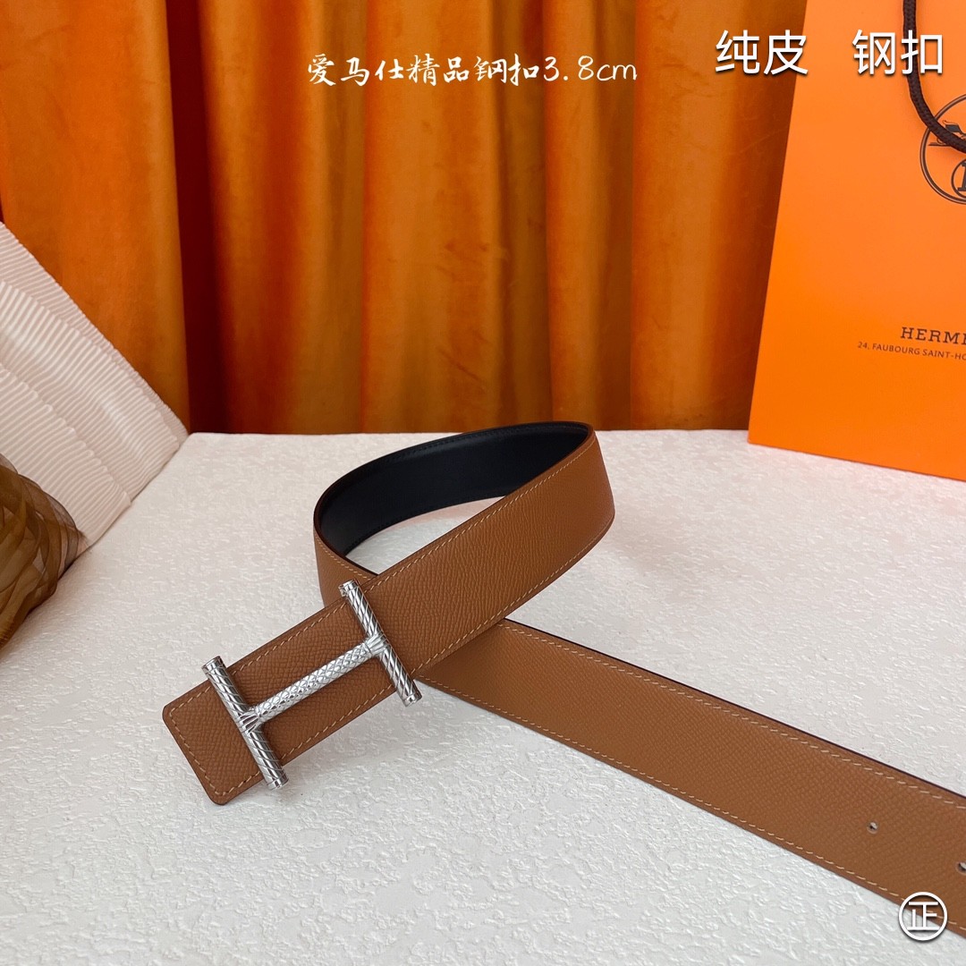 🆕HERMES㊣品质之选 3.8cm原版头层皮，双面可用，纯钢五金，纯原！渠道货！