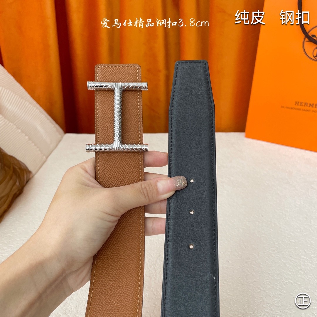 🆕HERMES㊣品质之选 3.8cm原版头层皮，双面可用，纯钢五金，纯原！渠道货！