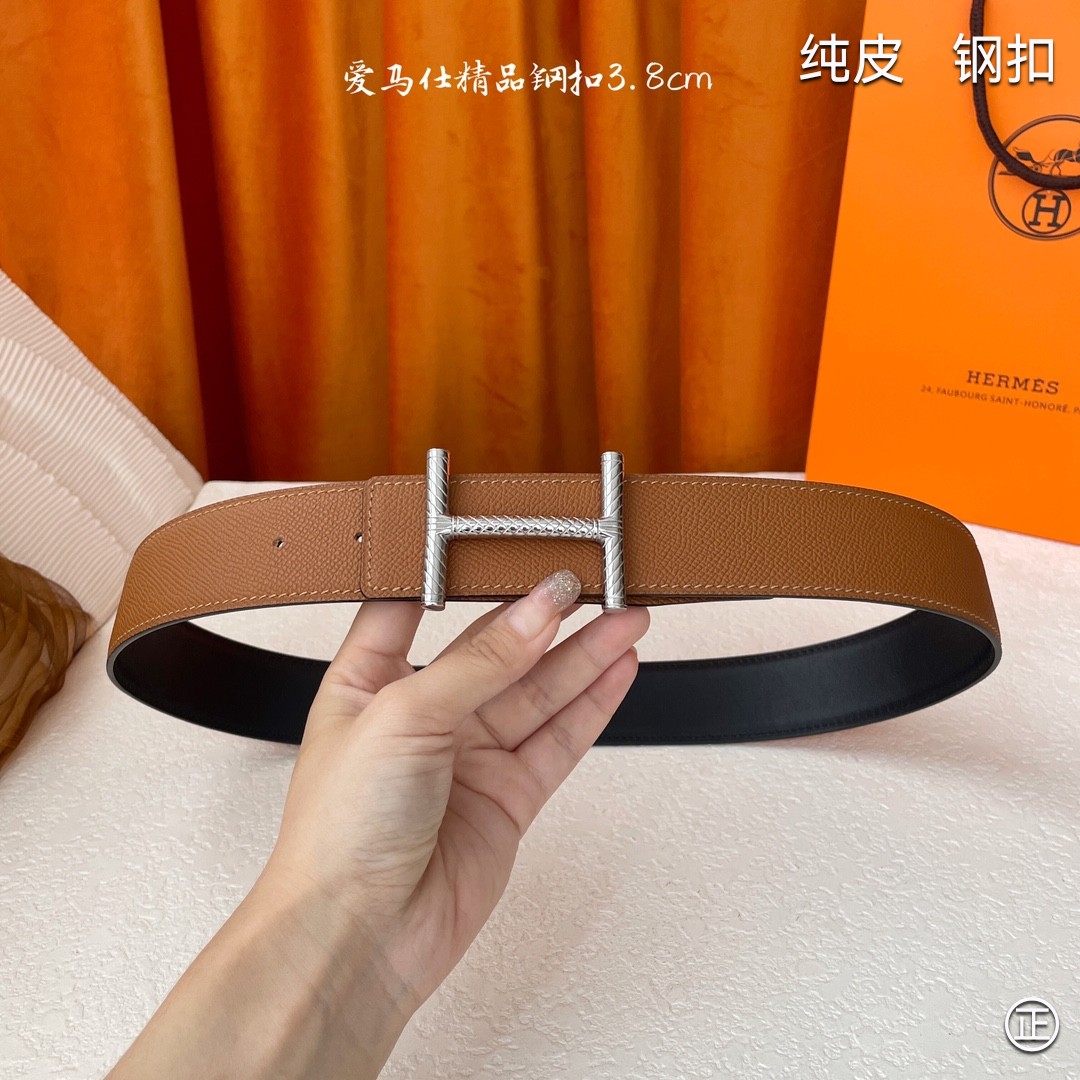 🆕HERMES㊣品质之选 3.8cm原版头层皮，双面可用，纯钢五金，纯原！渠道货！