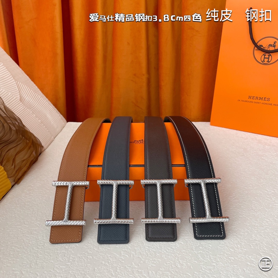 🆕HERMES㊣品质之选 3.8cm原版头层皮，双面可用，纯钢五金，纯原！渠道货！