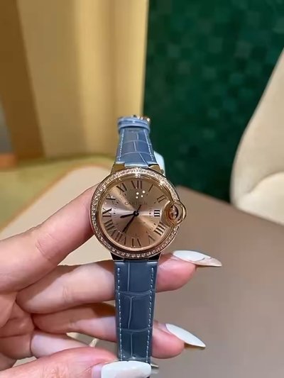 Cartier Watch Blue Rose Gold Set With Diamonds Automatic Mechanical Movement