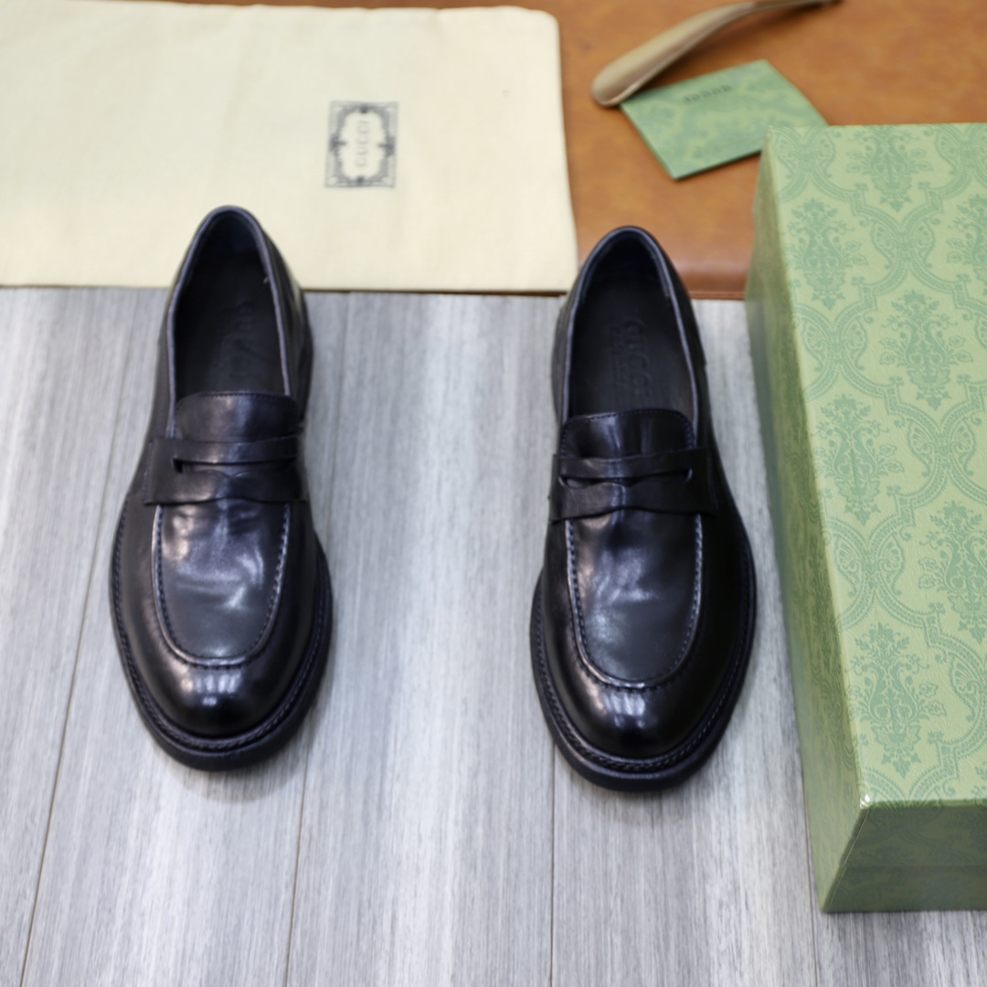 Precio de fábrica: producto nuevo de Gucci, ropa formal para hombres 👔 zapatos de cuero, artesanía Goodyear, lavado co…