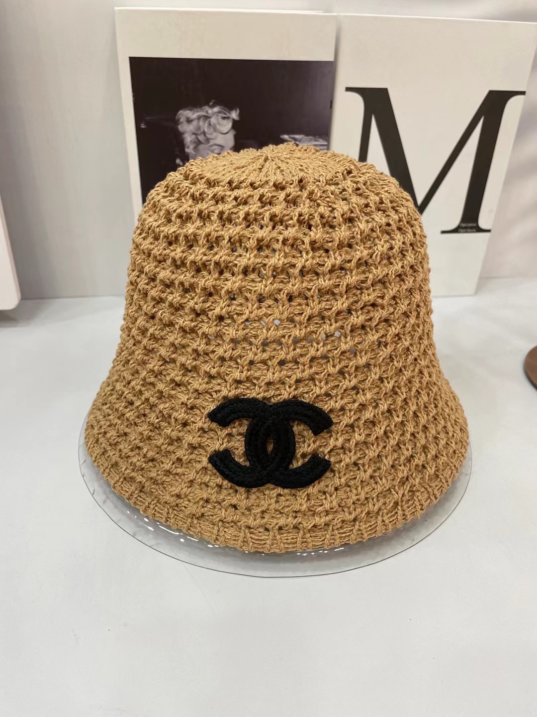 小香春夏新款镂空透气渔夫帽针织定型小桶帽