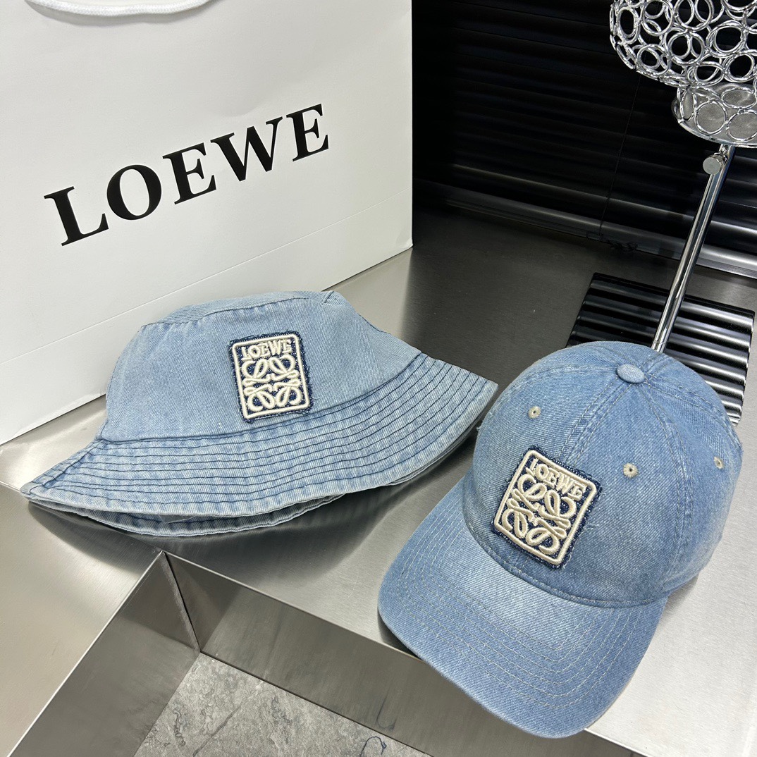 Loewe24新款牛仔刺绣渔夫帽棒球帽系列
