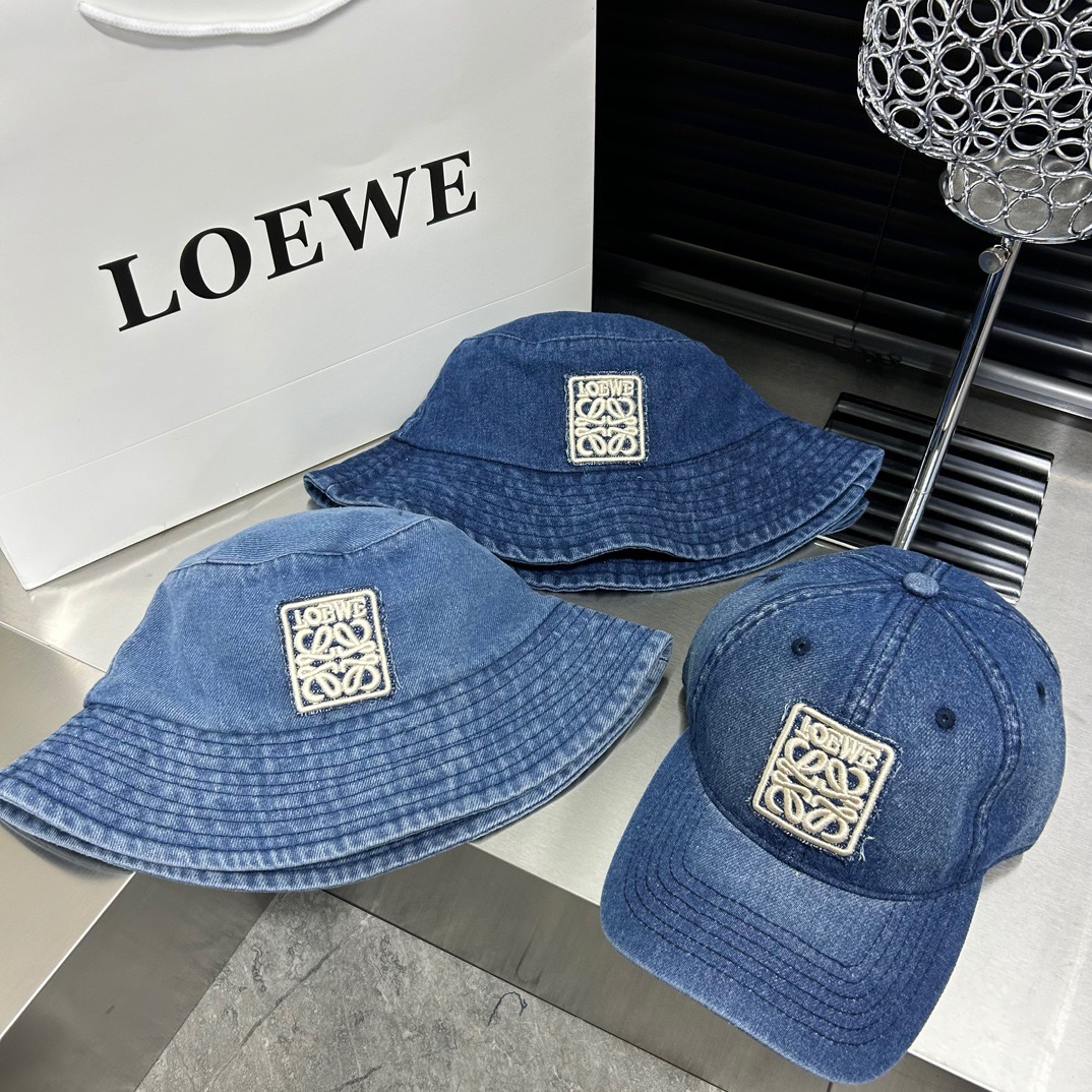 Loewe24新款牛仔刺绣渔夫帽棒球帽系列