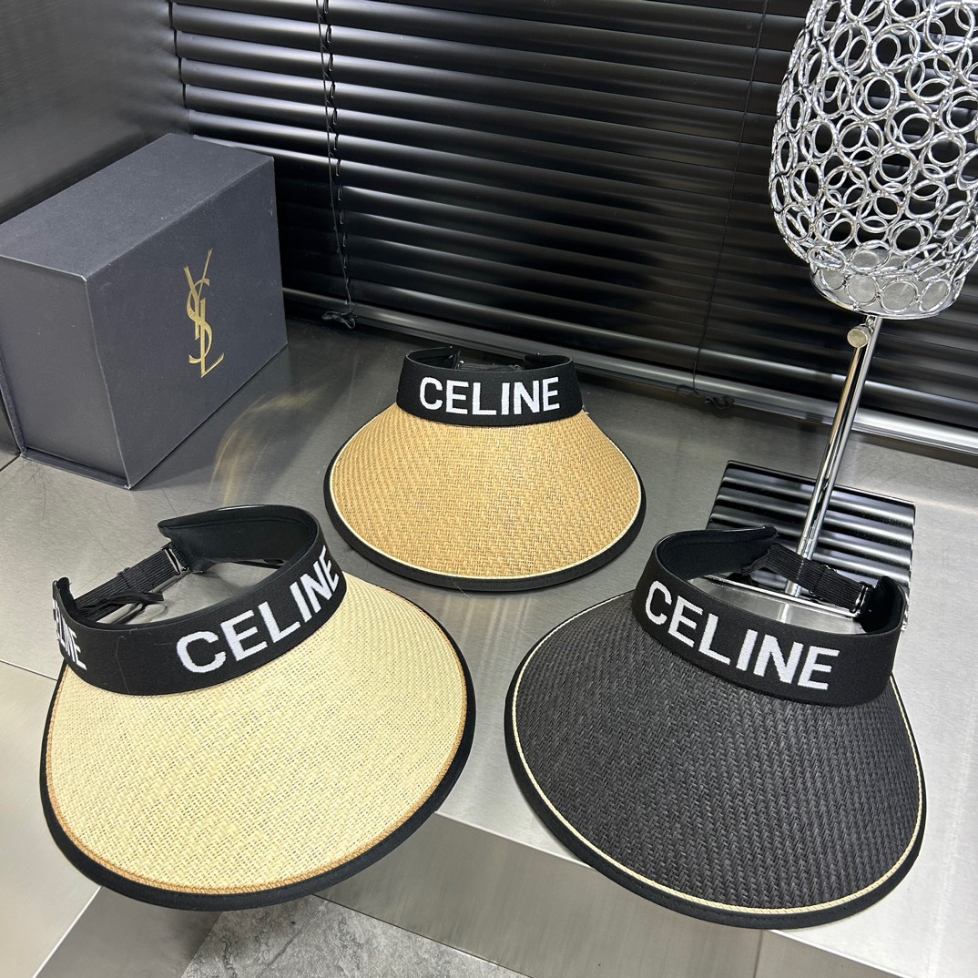 Celin新款空顶帽拼色边设计版型正！黑胶防紫外线夏季必入！