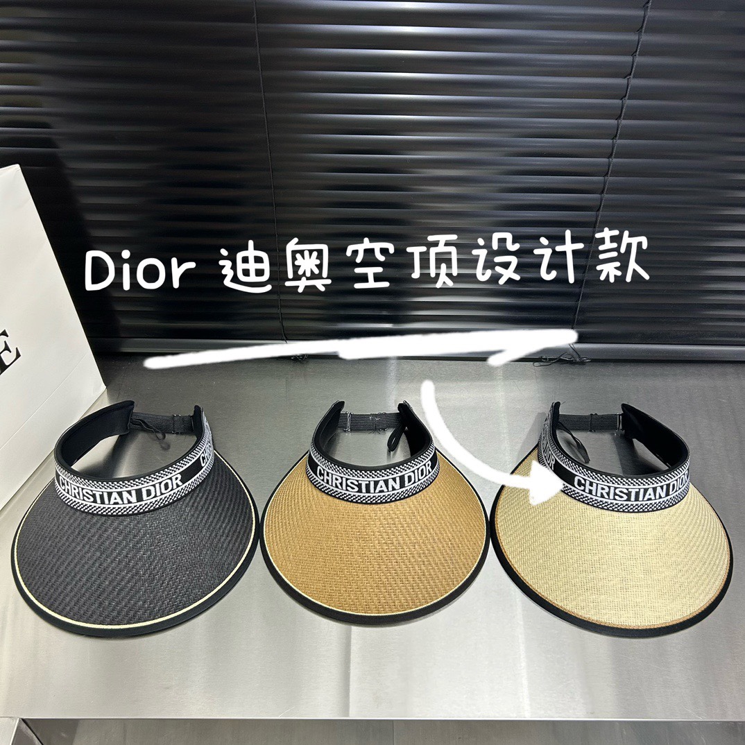 Dio新款空顶帽拼色边设计版型正！黑胶防紫外线夏季必入！