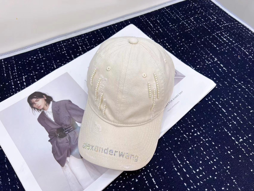 Wang新款重工棒球帽手工缝制针织超仙女实物更美