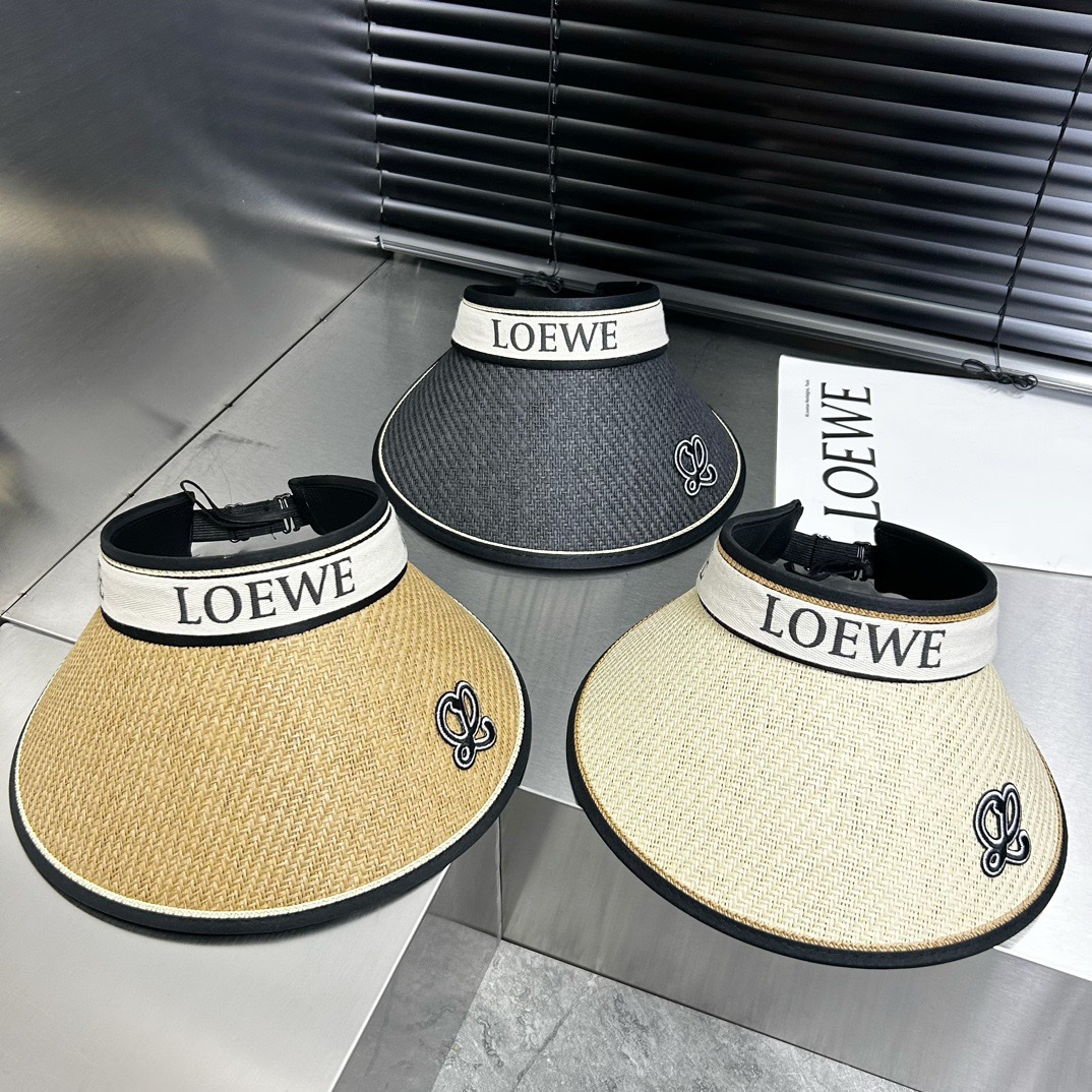 Loewe新款空顶帽拼色边设计版型正！黑胶防紫外线夏季必入！