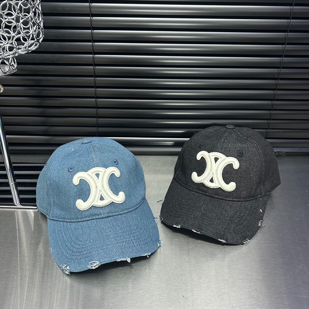Celine de gran volumen: nueva gorra de béisbol de algodón lavado con rotos, estilo personal y moderno, casual con un to…