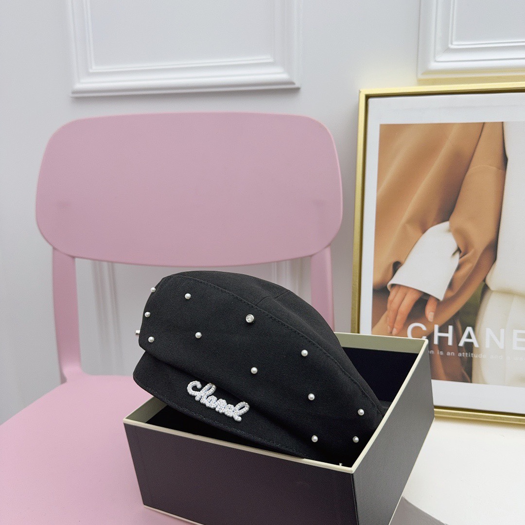 Venta rápida CHANEL nueva boina de perlas, de alta calidad, lujo ligero
