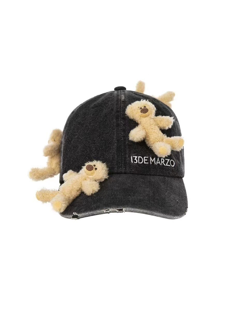 “168 Baseball Caps: 3D Bear Design, Water-Washing, Stereo Dolls” - 图片 3