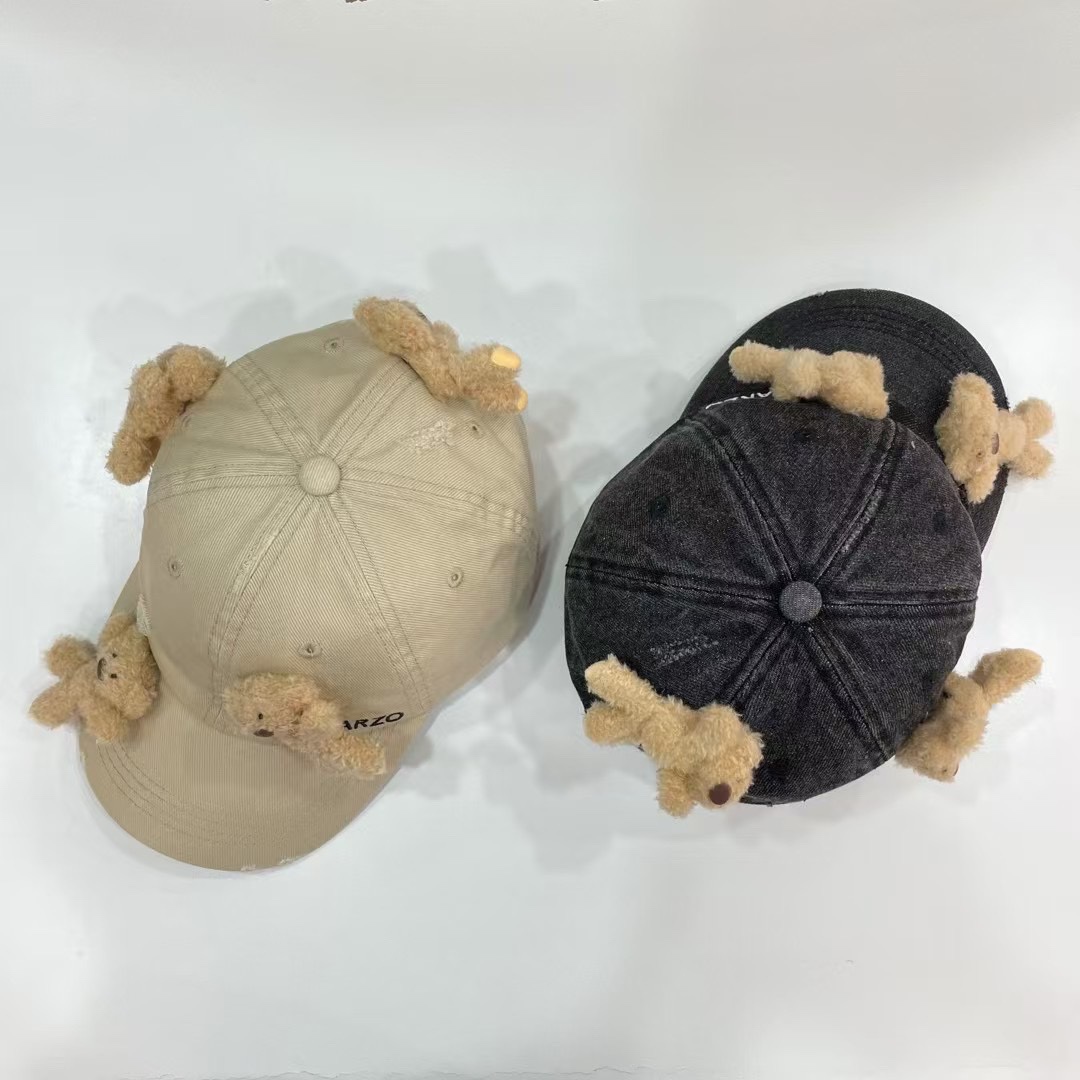 “168 Baseball Caps: 3D Bear Design, Water-Washing, Stereo Dolls” - 图片 7