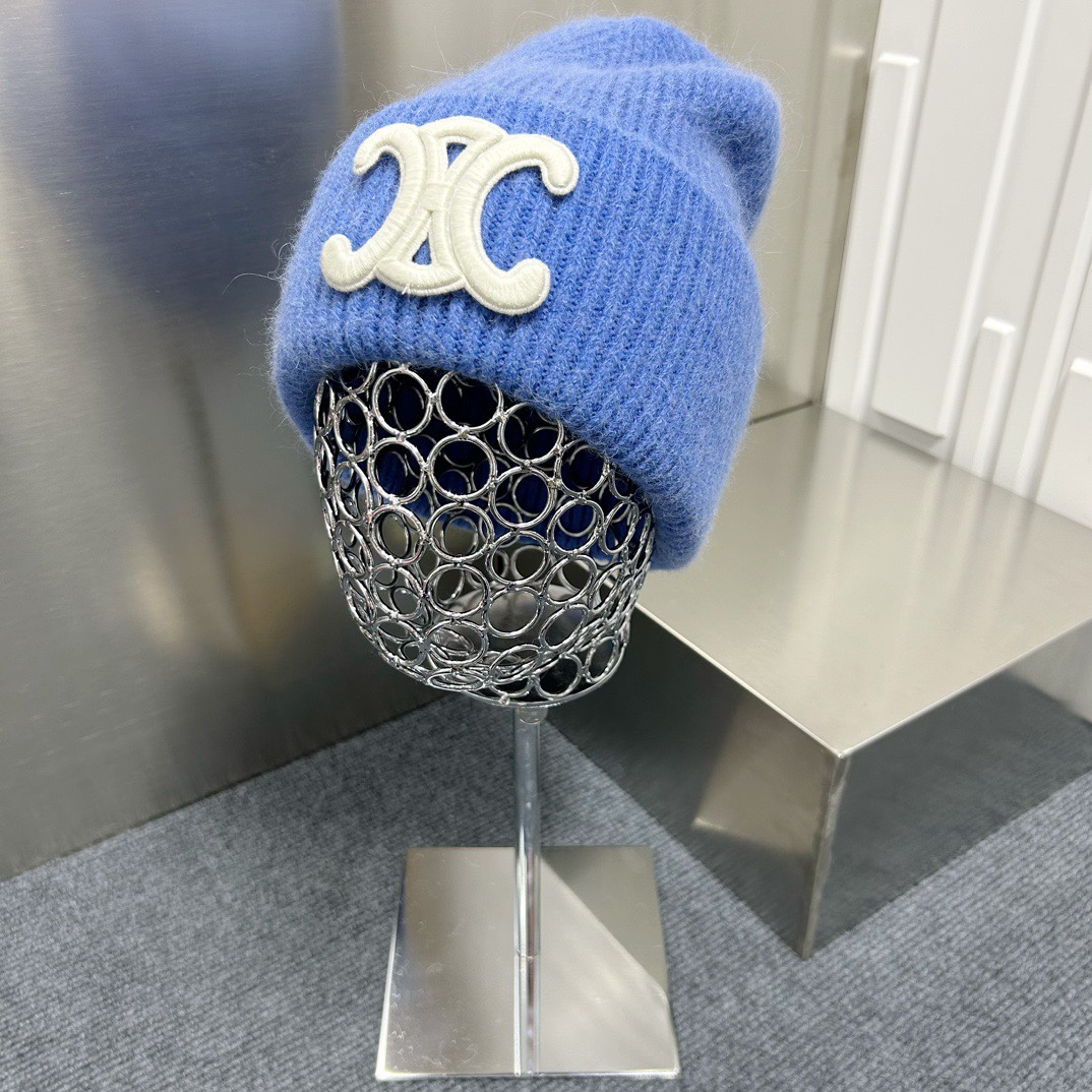 Celine Wool Knit Beanie Hat with Angora Rabbit Fur, Thick Cuff Design 6 i1733498498 1324 1