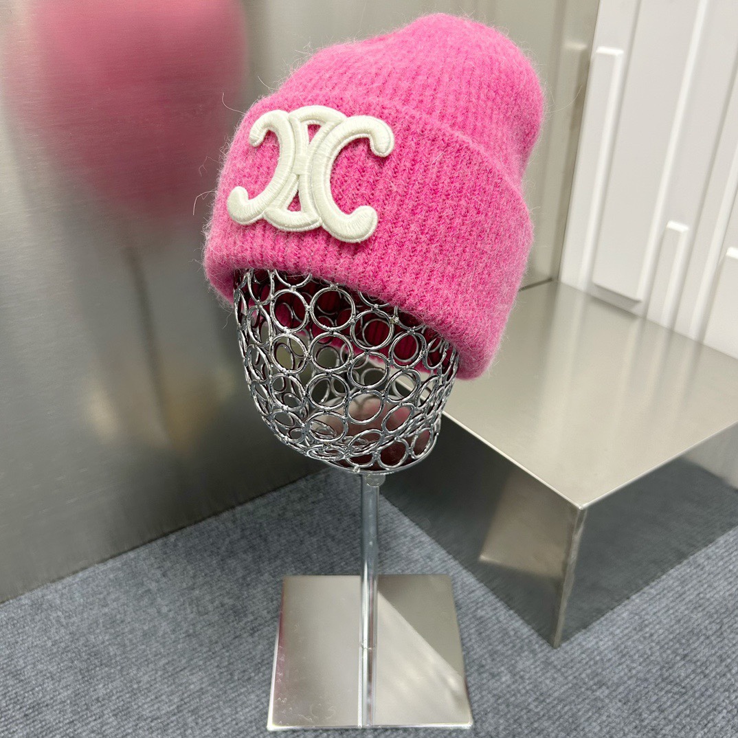 Celine Wool Knit Beanie Hat with Angora Rabbit Fur, Thick Cuff Design 4 i1733498498 3322 5
