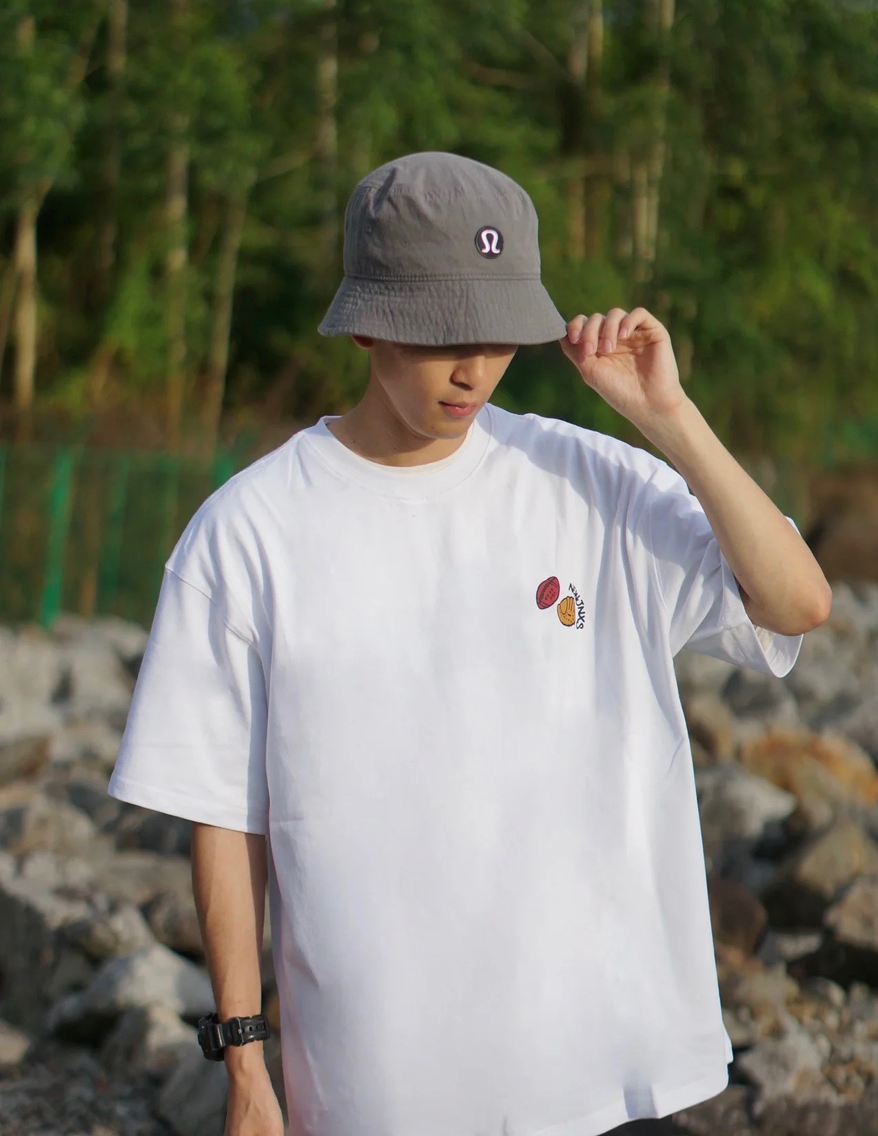 Run LuLulemon 2025, new fish hat. He’s a man and a woman. Rice, gray, olive green - 图片 2