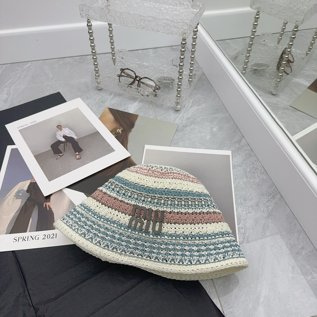 NO:221746,Running volume MiuMiu~Spring and summer classic pot hat, knitted color-blocking material, very special color matching~Hat Fisherman's hat Baseball hat Knit hat, hat, miumiu, espadrilles, hats19860909跑量 MiuMiu～春夏经典盆帽 编织拼色材质,很特别的配色～帽子渔夫帽棒球帽针织帽,帽子,miumiu,espadrilles,hats,hat