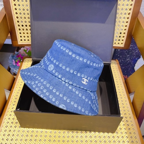 Chanel Denim Bucket Hat with Signature Logo, Stylish and Versatile 1 Chanel Denim Bucket Hat with Signature Logo, Stylish and Versatile