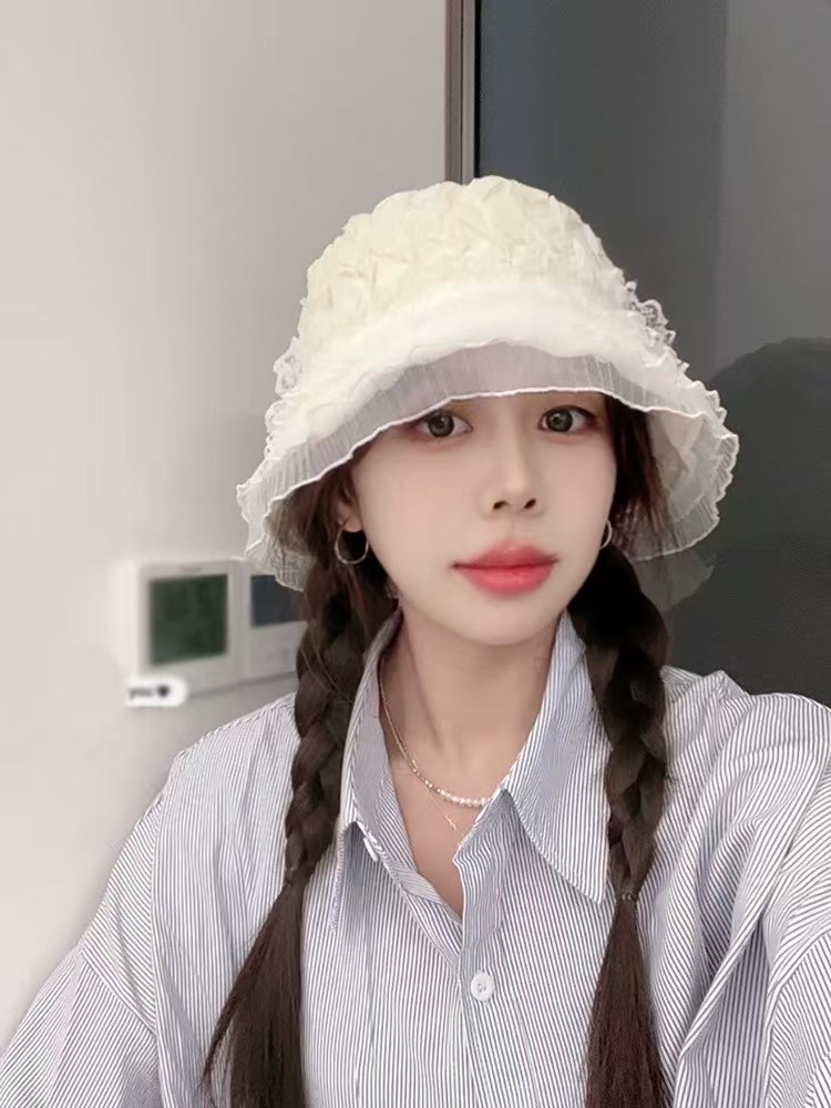 NO:343600,Running volume MiuMiu~Sweet lace-edged fisherman, good-looking!  Lace is very feminine!  Hat Straw Hat Fisherman Hat Baseball Hat, Hats, Miumiu, espadrilles, hats跑量 MiuMiu～甜美蕾丝边渔夫 好看！蕾丝很有女人味！帽子草帽渔夫帽棒球帽,帽子,miumiu,espadrilles,hats,hat