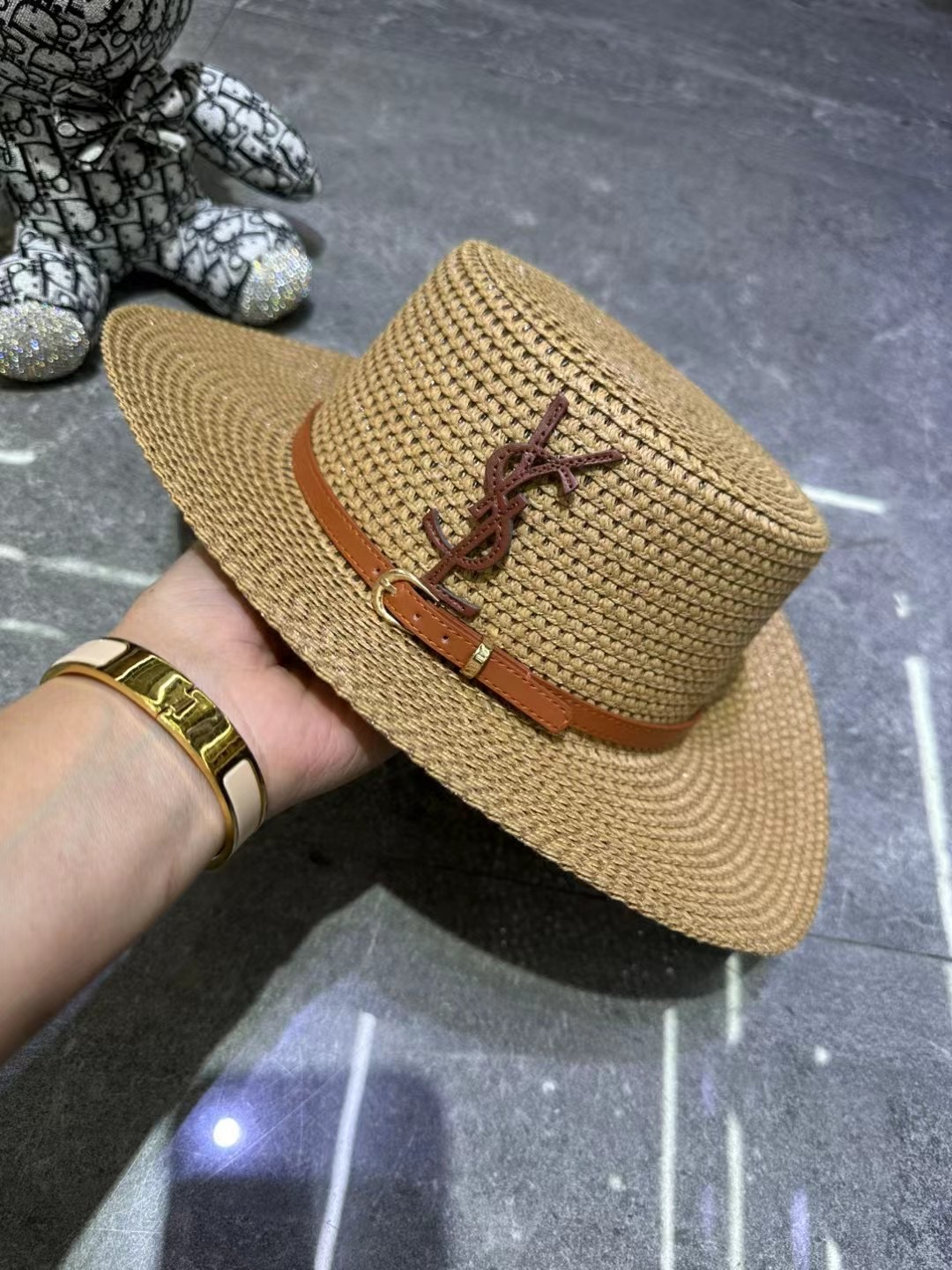 [YSL Hats]YSL elegant PP grass sunshade hat sweet wind