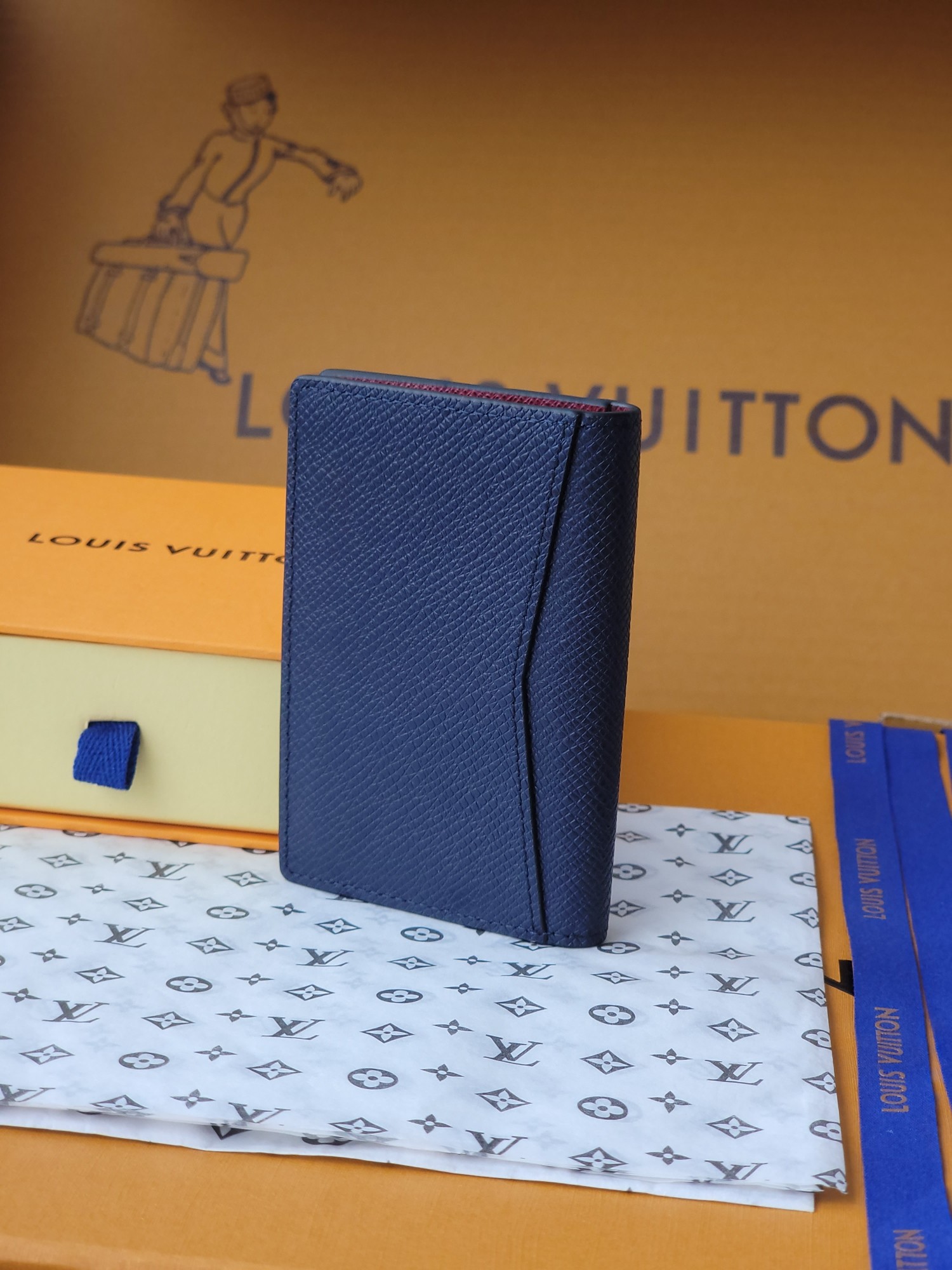 Louis Vuitton Pocket Organizer Wallet Taiga Leather - Navy & Burgundy 3 a1752919150236 0374