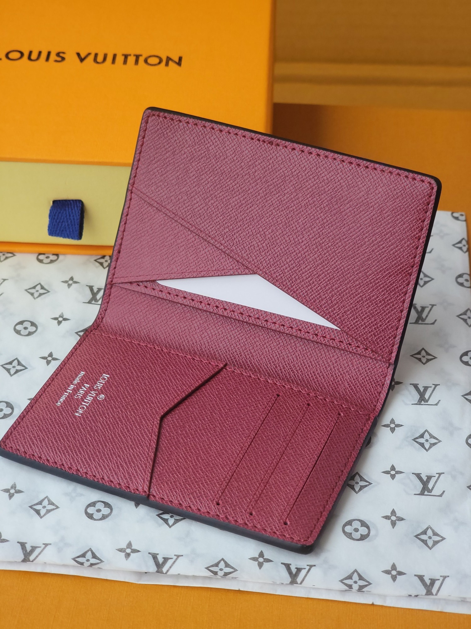 Louis Vuitton Pocket Organizer Wallet Taiga Leather - Navy & Burgundy 7 a1752919150971 5810