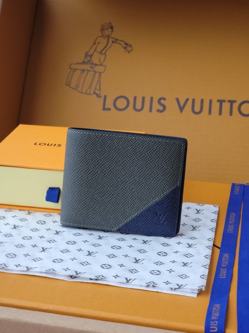 Louis Vuitton Taiga Leather Multiple Wallet with V-Shaped Inlay 1 Louis Vuitton Taiga Leather Multiple Wallet with V-Shaped Inlay