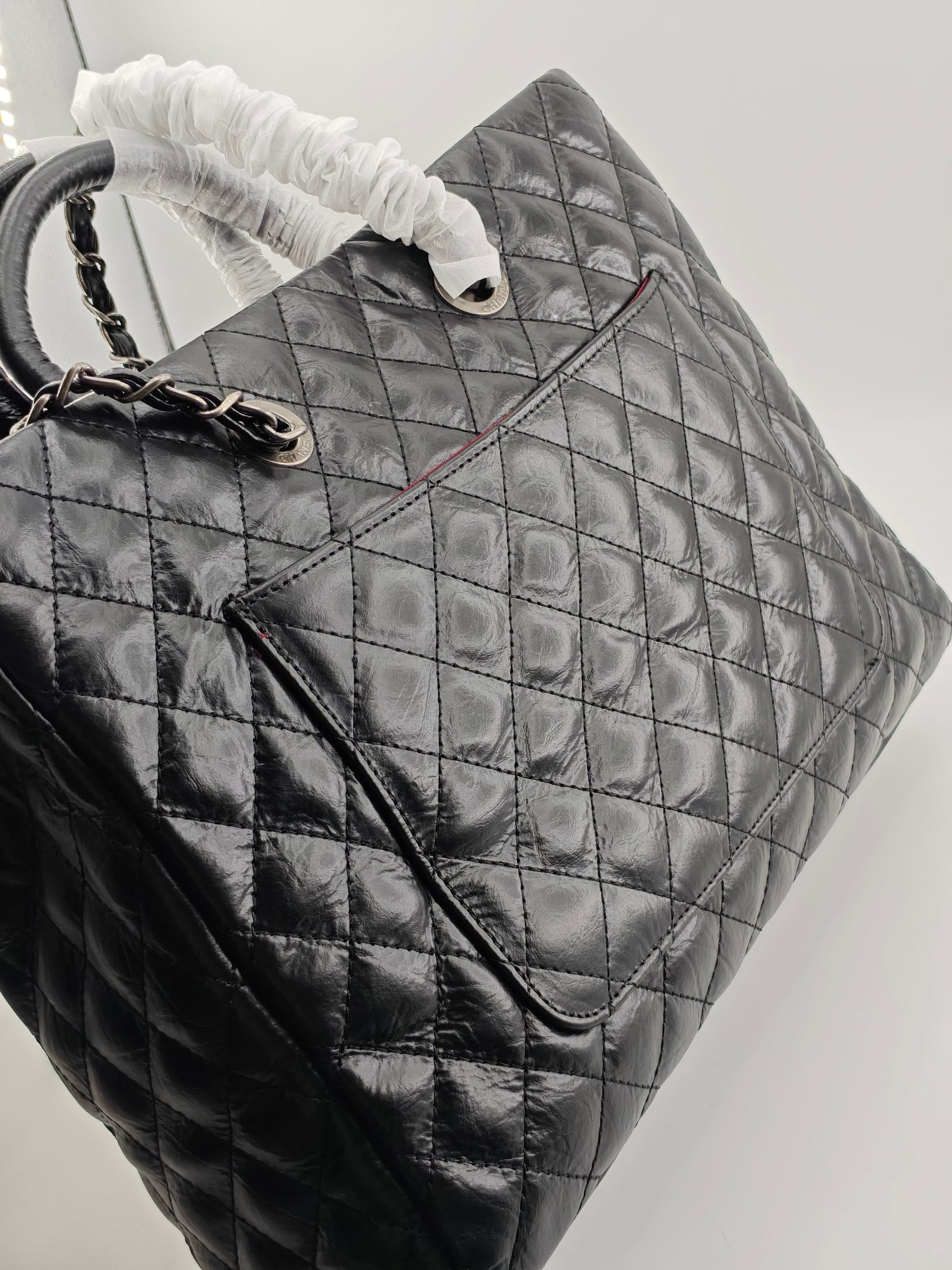  25升级版托特包
黑色头层牛皮手掌纹古银五金
实物实拍
款号：8007
尺寸 35*30*13 
