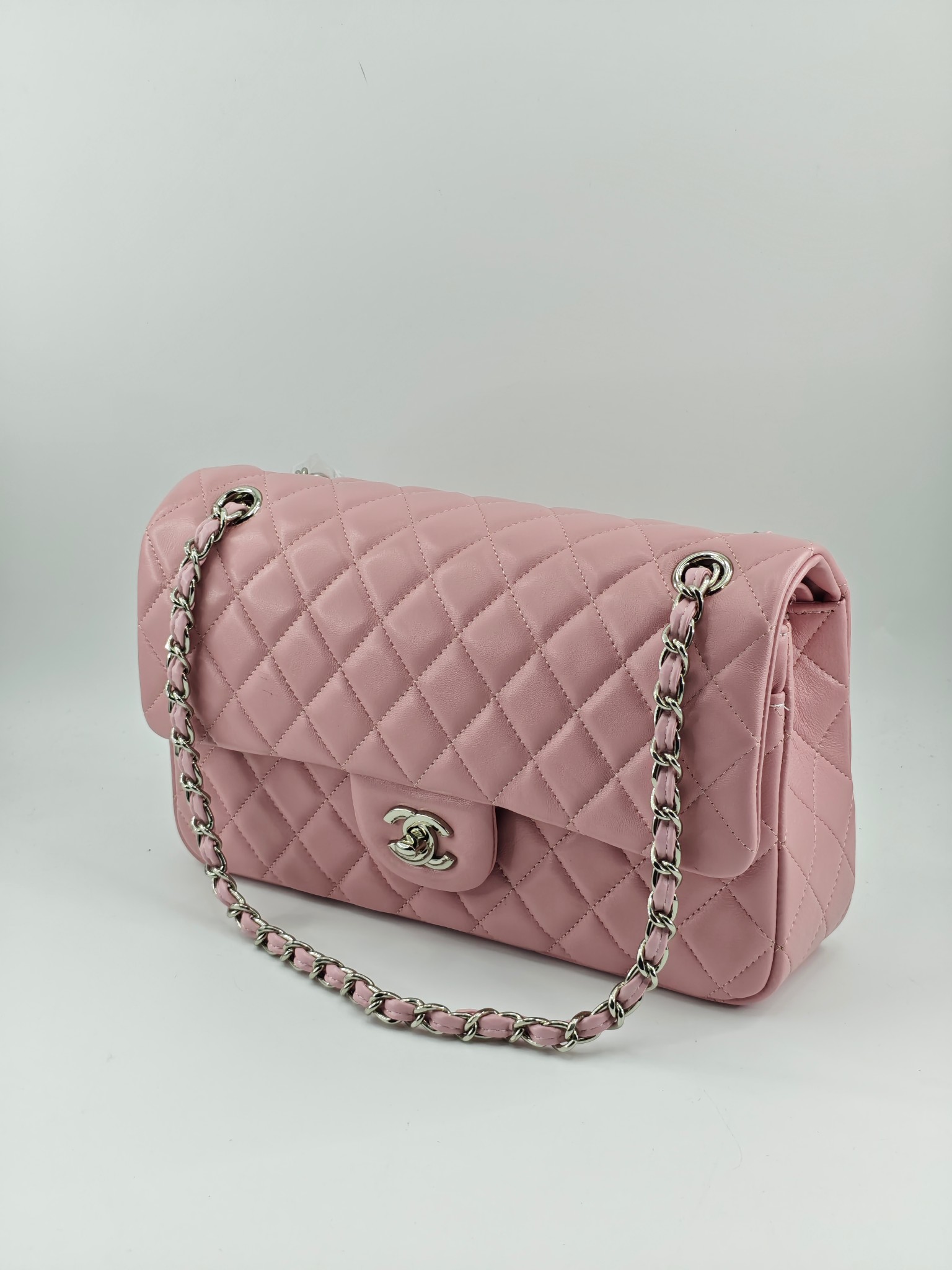 升级版CF中号
粉色头层羊皮银扣
实物实拍
款号：1112
尺寸：25.5X16X7 
