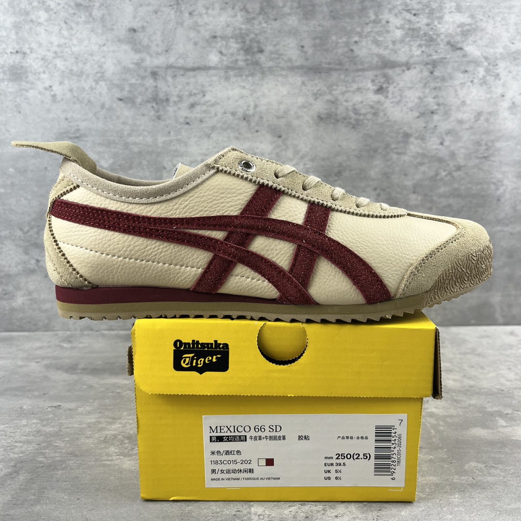  外贸工厂纯原 Onitsuka Tiger Mexico 66 SD 鬼冢虎 棕红 墨西哥升级版系列低