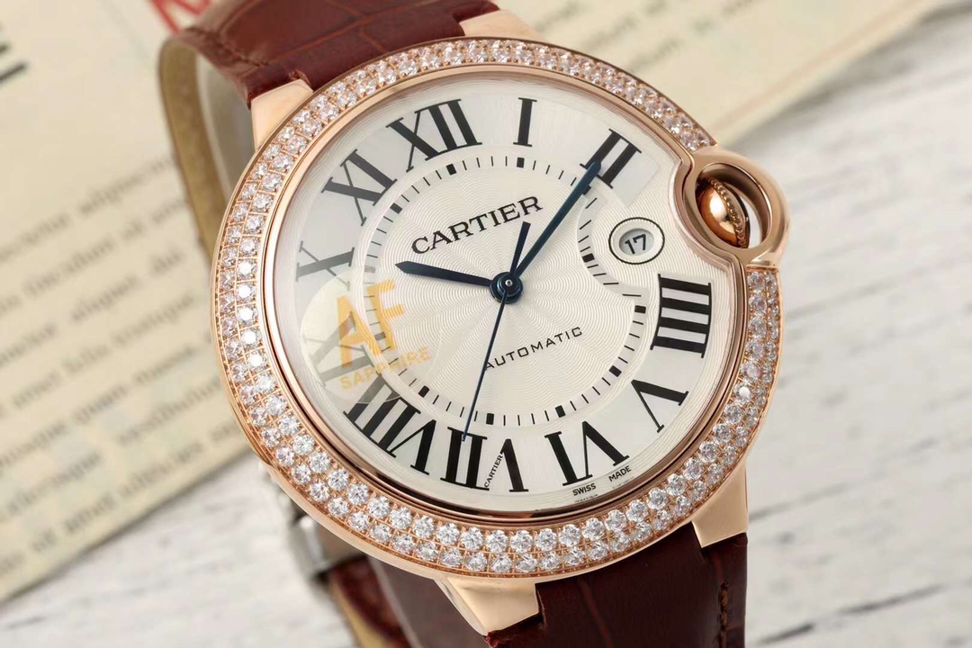 Cartier Ballon Bleu 42mm Rose Gold Diamond Bezel Leather Strap Watch 3 i1724603939 9600 2
