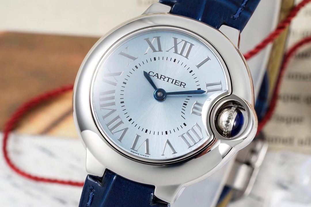 Cartier Ballon Bleu 28mm Quartz Watch - Stainless Steel & Blue Leather