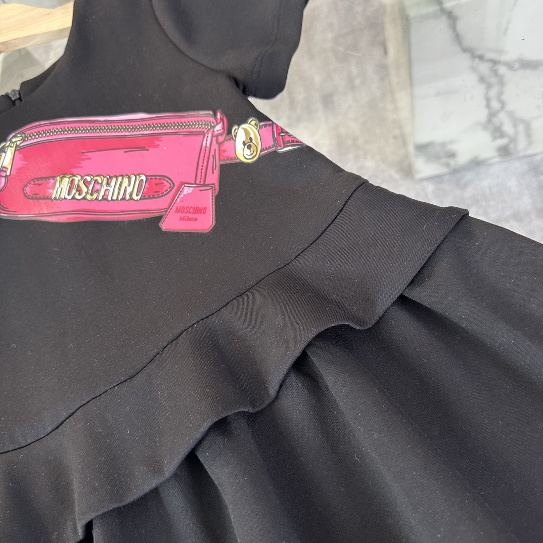 MOSCHIN* Moscic* Early Spring 2025 High-Quality Girls Black Dress, 280g Heavy Fabric. - 图片 5