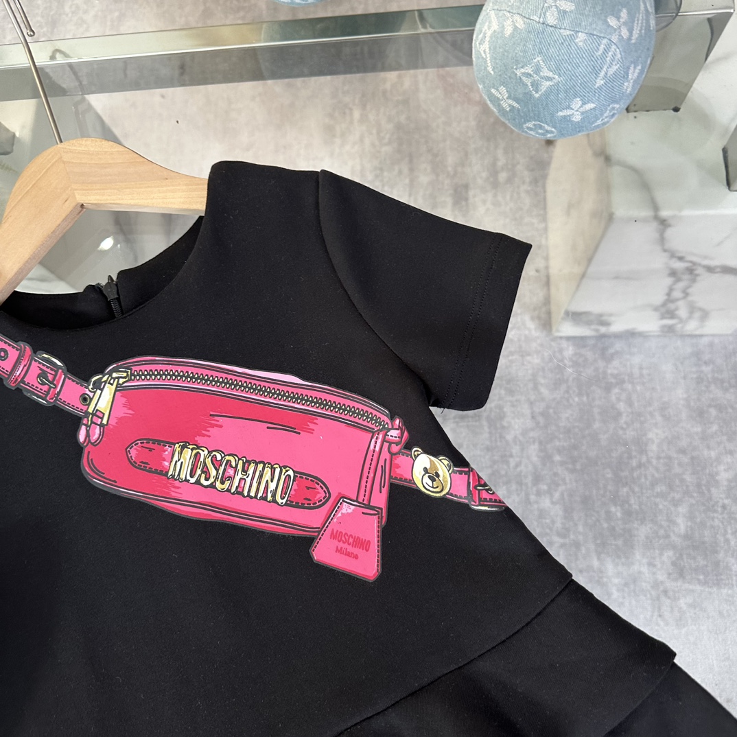 MOSCHIN* Moscic* Early Spring 2025 High-Quality Girls Black Dress, 280g Heavy Fabric. - 图片 3