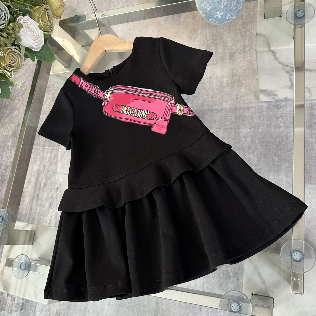 MOSCHIN* Moscic* Early Spring 2025 High-Quality Girls Black Dress, 280g Heavy Fabric. - 图片 6