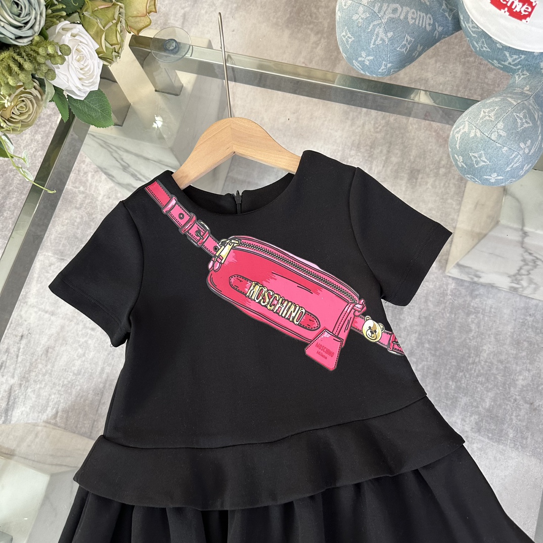 MOSCHIN* Moscic* Early Spring 2025 High-Quality Girls Black Dress, 280g Heavy Fabric. - 图片 2