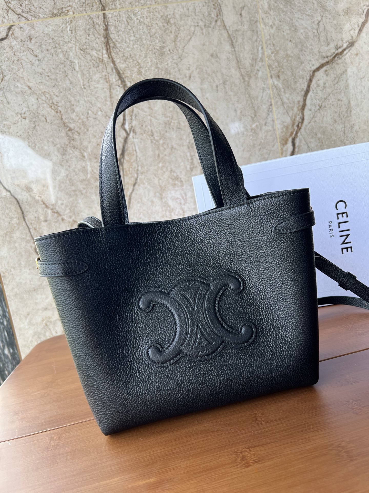 CABAS ANAIS 迷你手袋 粒面牛皮革仕様のトートバッグ