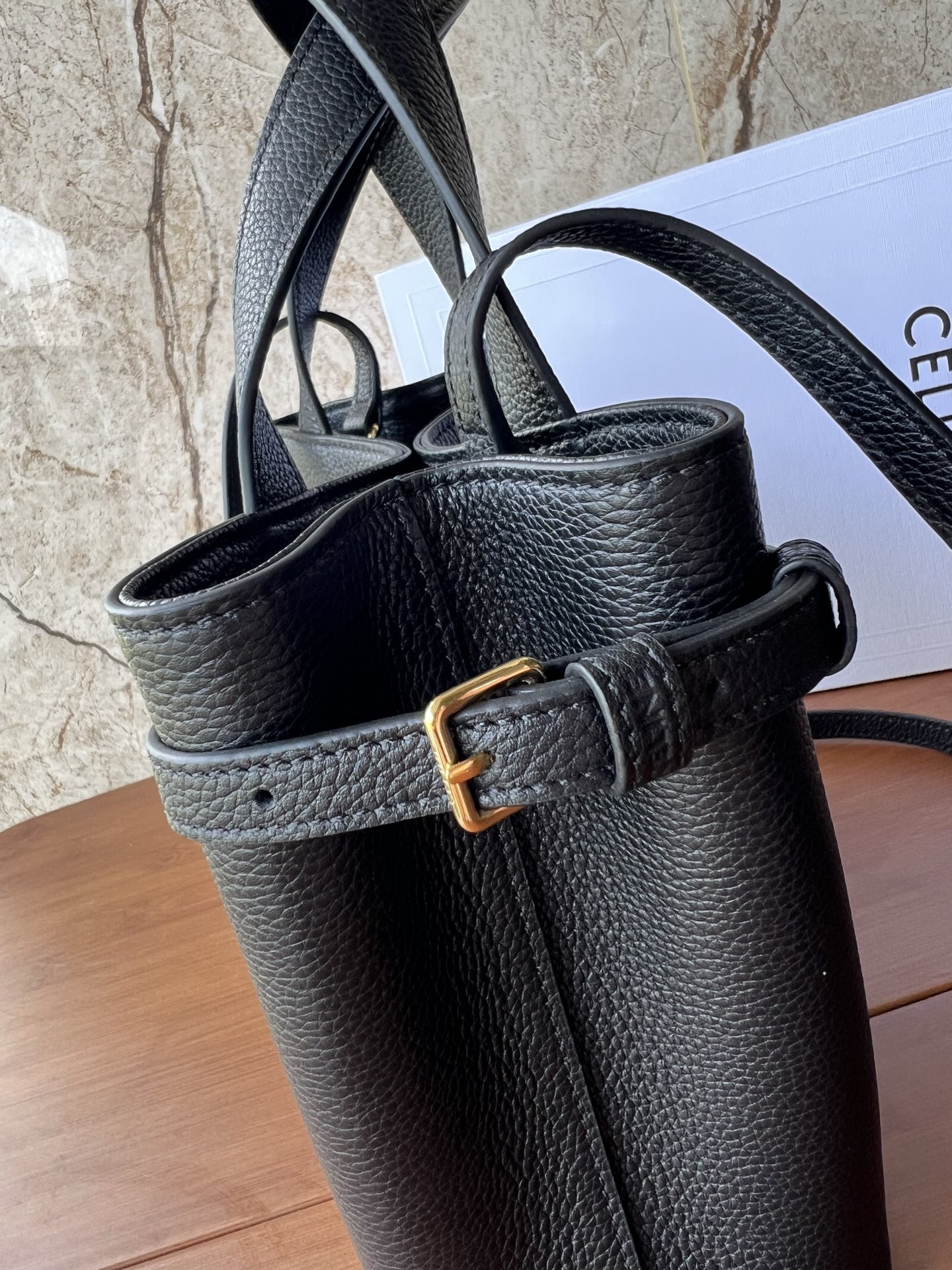 CABAS ANAIS 迷你手袋 粒面牛皮革仕様のトートバッグ