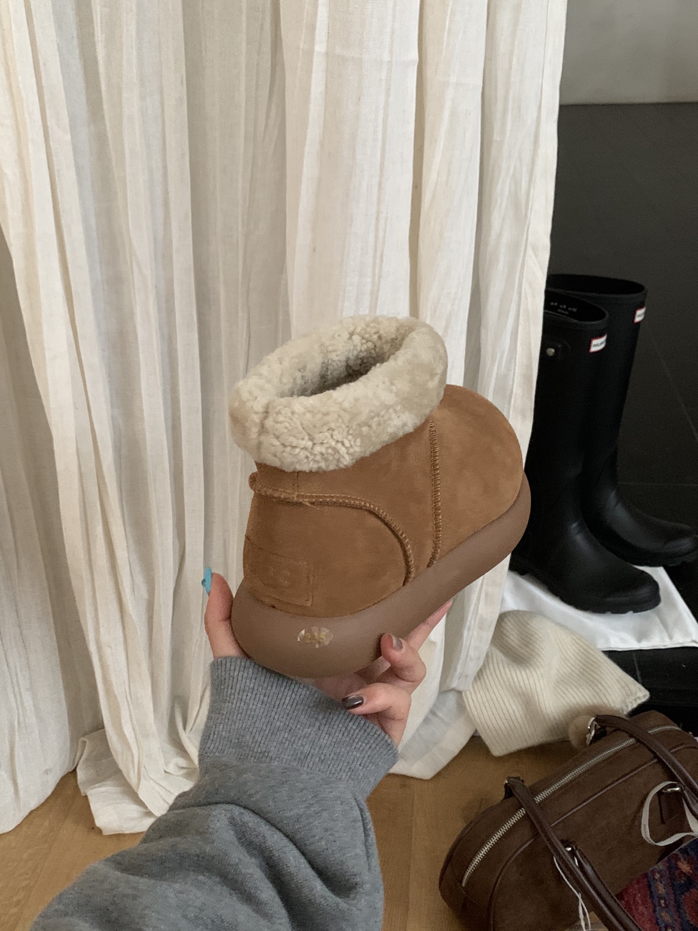 🔥【厚底！厚底！】UGG土豆短靴卷毛四色美拉德色女孩的梦中情靴全手工制作头层牛反绒 内里泰迪羊卷毛搭配超
