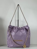 Chanel Crossbody & Shoulder Bags Gold Purple Unisex Cowhide Vintage