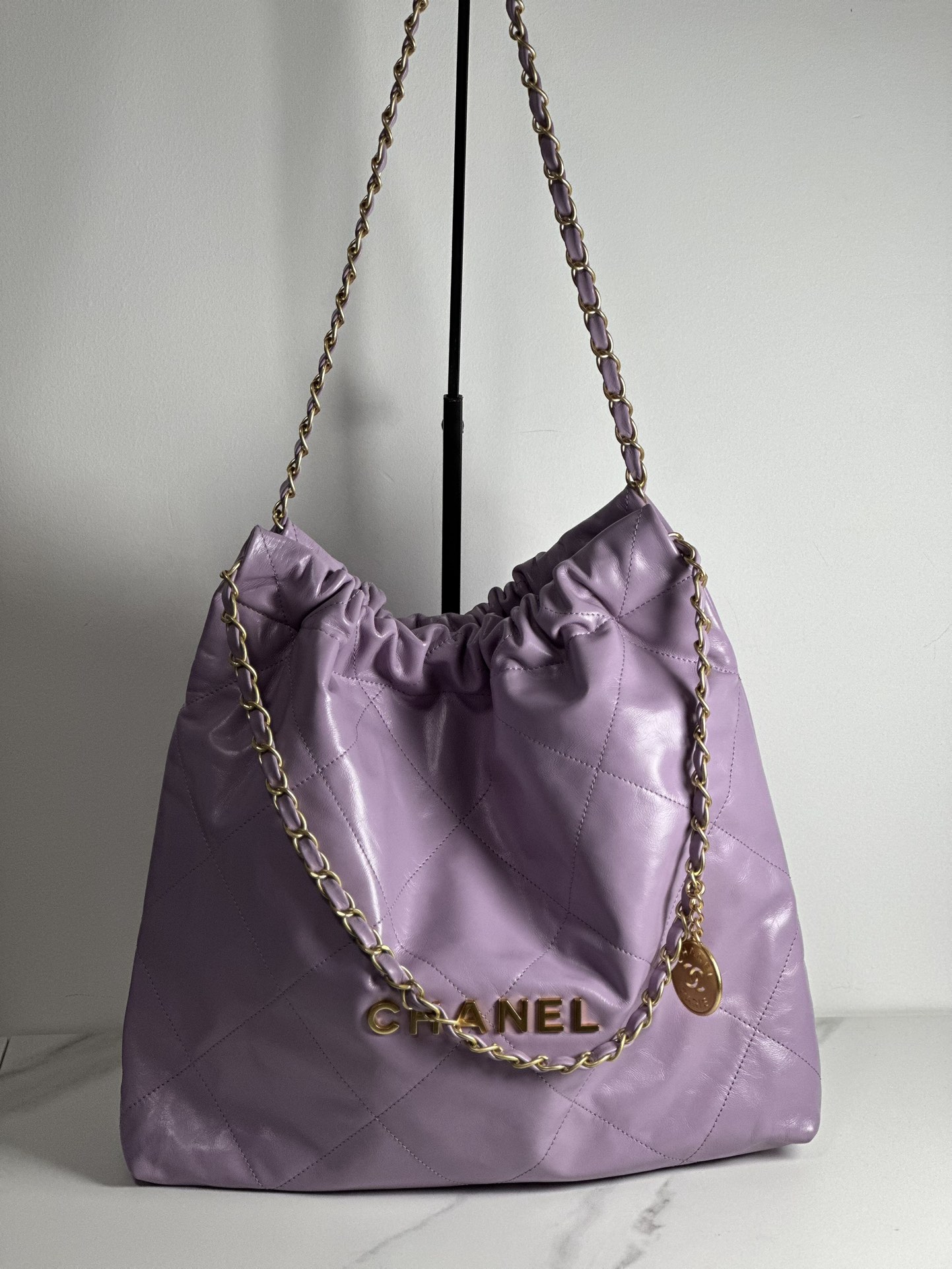 Chanel Crossbody & Shoulder Bags Gold Purple Unisex Cowhide Vintage